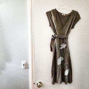 Boutique Tie Dress with Hand Stitched Flowers